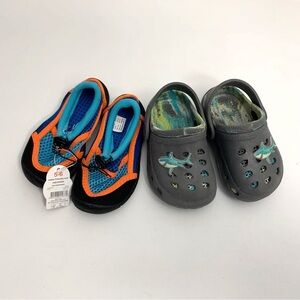 Wonder Nation Water Shoes & Shark Gray Clogs Shoe Bundle ~ 5